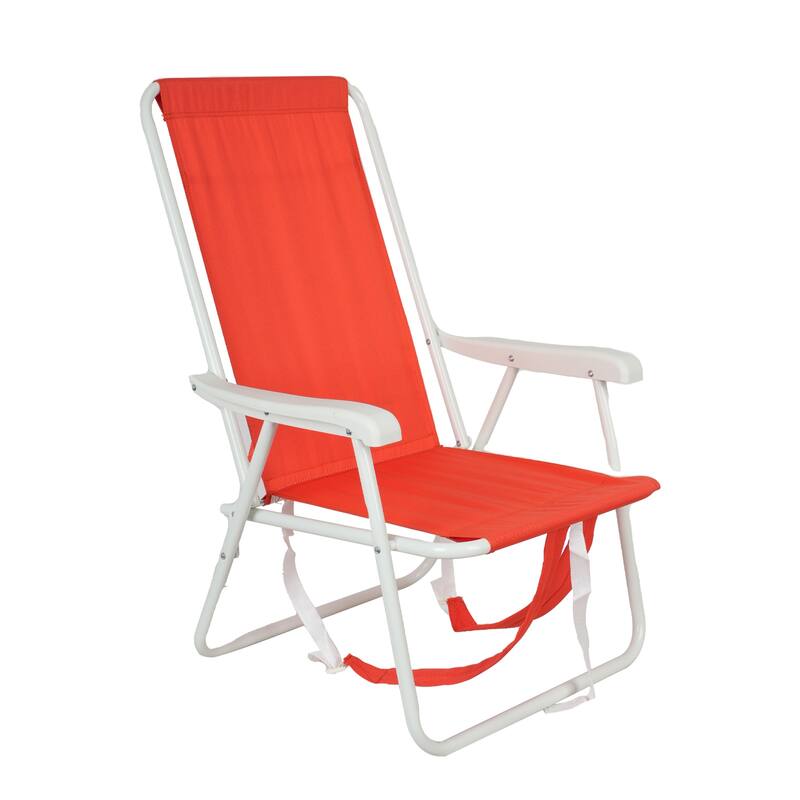 300LB Capacity Backpack Beach Chair Lightweight Reclining Aluminum Frame - Red