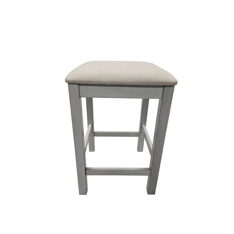 Backless Upholstered Counter Stools - 24.25" - Antique White - Set of 2