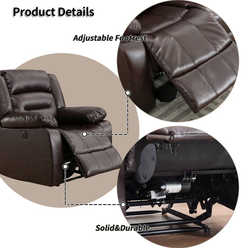 Faux Leather Power Loveseat Recliner, Electric Reclining Sofa with Overstuffed Armrests, 2-Seater Couch for Living Room