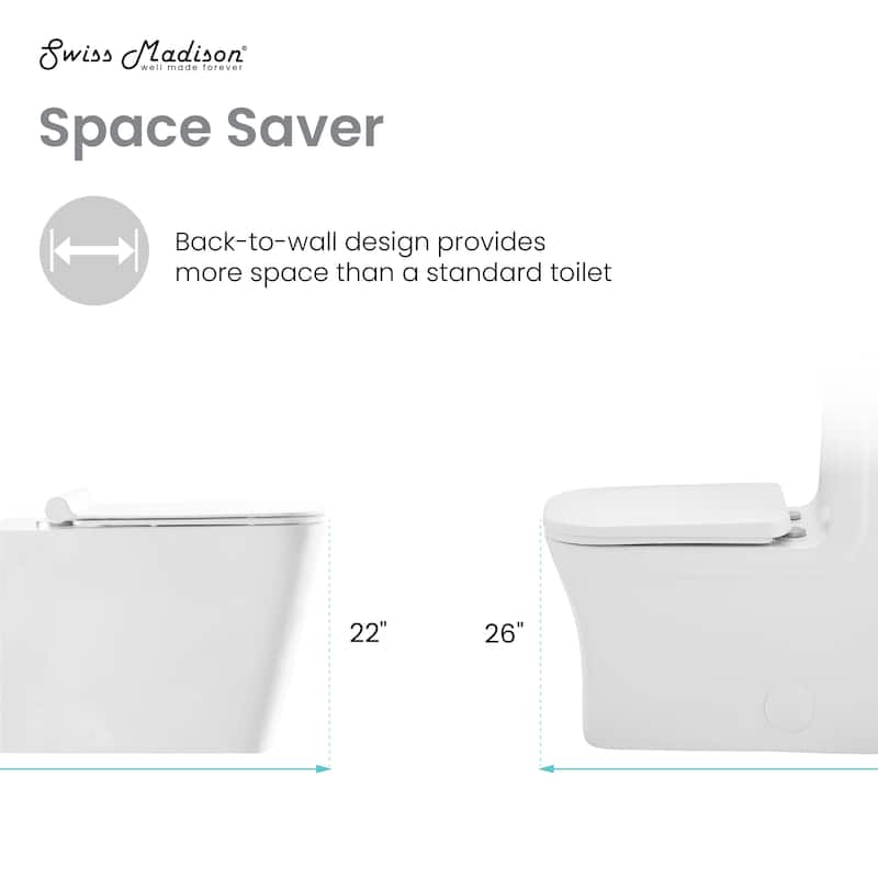 Bastille Back To Wall Concealed Tank Toilet Bowl Bundle In Glossy White - 22.63" x 13.77" 15.94"