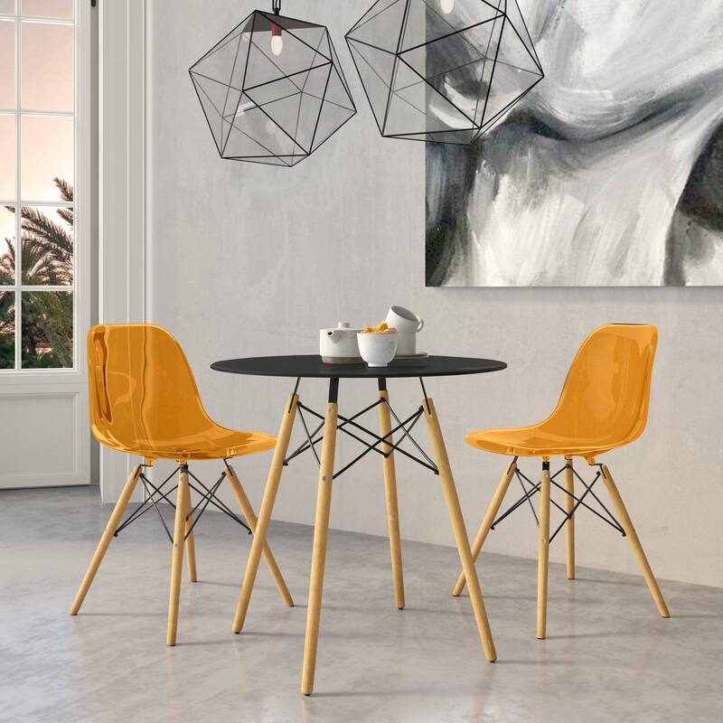 3-Piece Dining Set with 31-Inch Round Solid Wood Table and 2 Dining Chairs with Beech Wood Legs