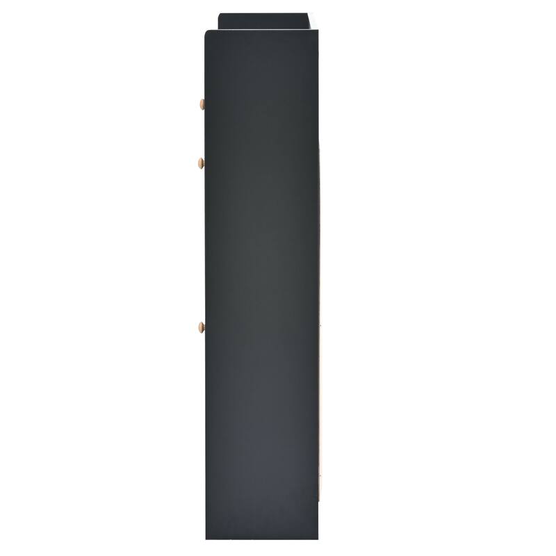 Large Flip Down Shoe Cabinet with Drawers, 2-Tier Wood Shoe Storage Organizer, Entryway Free Standing Narrow Shoe Rack