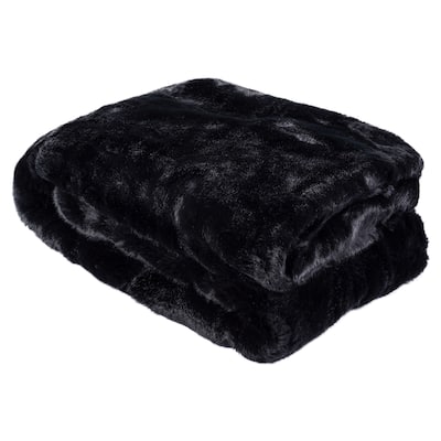 SAFAVIEH Valbjorg Faux Black Mink Fur Onyx Throw (4' 2 x 5')