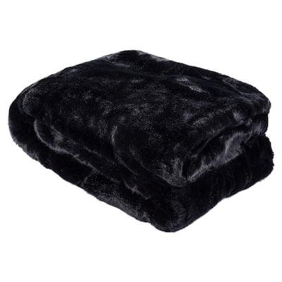 Safavieh Faux Black Mink Fur Onyx Throw (4' 2 x 5')