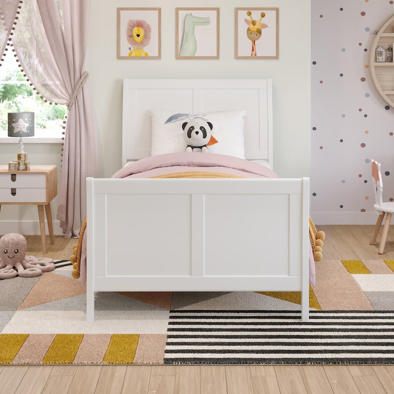 Valencia Solid Wood Low Profile Sleigh Platform Bed with Matching Footboard