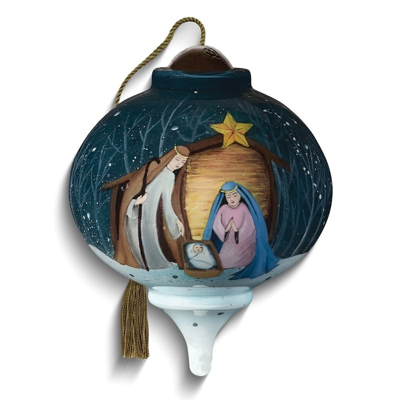 Curata O Come Let Us Adore Him By Kitt Wichmann Hand-Painted Glass Ornament