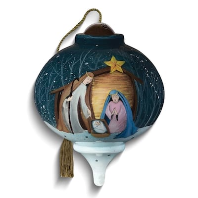 Curata O Come Let Us Adore Him By Kitt Wichmann Hand-Painted Glass Ornament