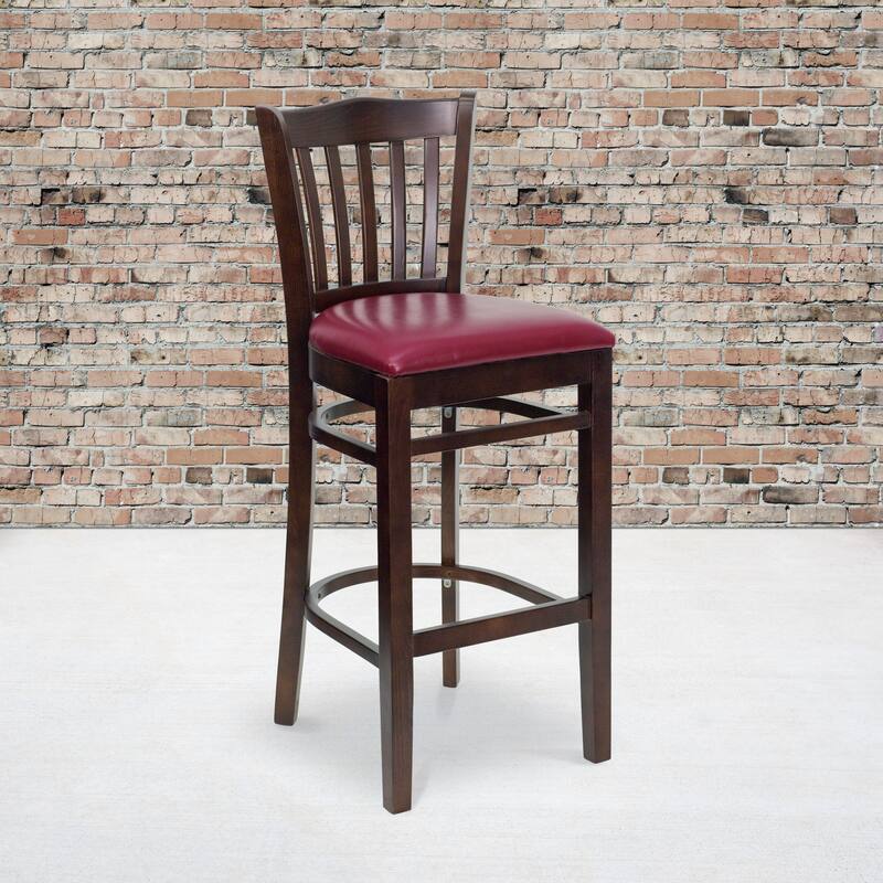 2Pk Vertical Slat Back Wood Restaurant Barstool - Hospitality Seating