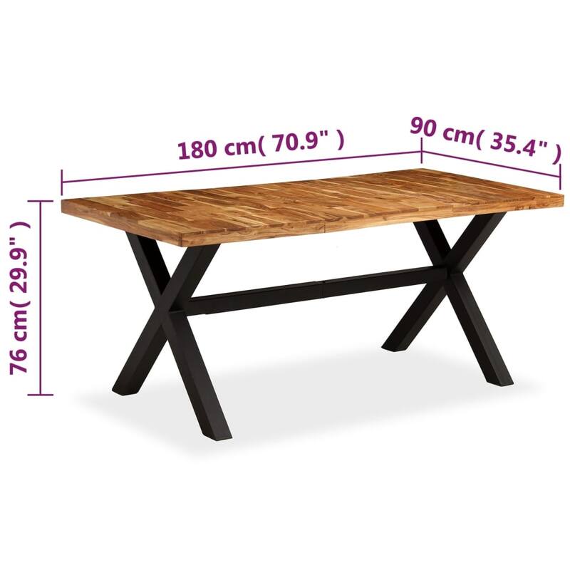 vidaXL Dining Table Solid Acacia and Mango Wood 70.9"x35.4"x29.9"
