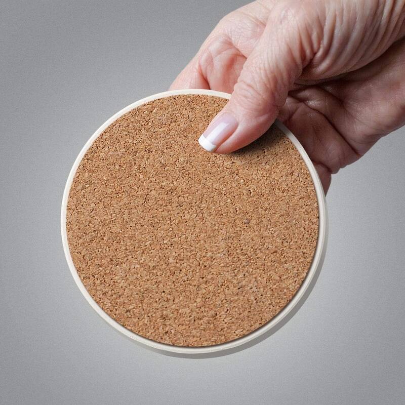 Acorns 4 Pack Absorbent Stone Coaster with Protective Cork Backing Made in The USA 4" Round, Easily Wipes Clean