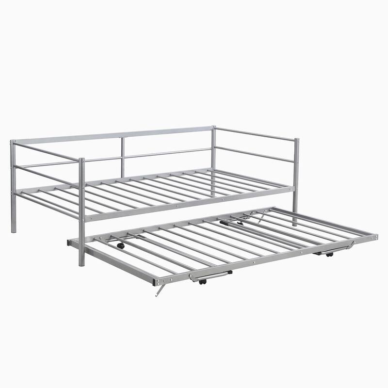 Twin Size Metal Daybed with Adjustable Trundle