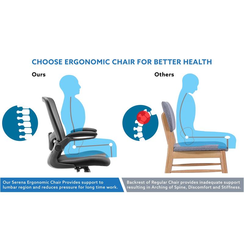 Serena Ergonomic Mesh Drafting Chair - Adjustable, Breathable Mesh, Lumbar Support, Ergonomic and Height Adjustable Flip-Top