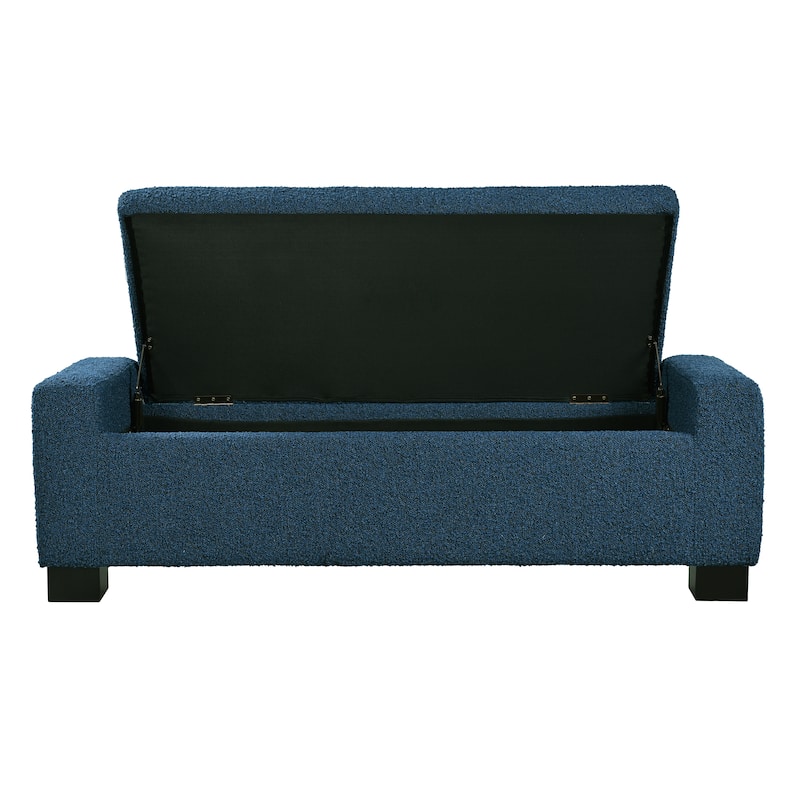 50" Textured Fabric Ottoman Bench - Hinged Lid for Seating