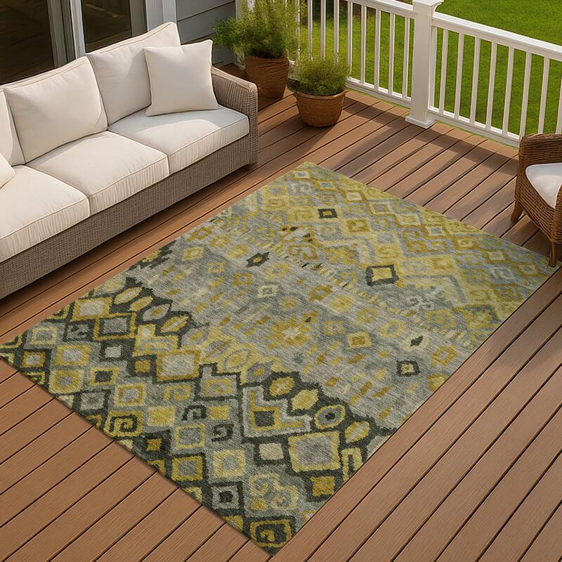 Machine Washable Indoor/ Outdoor Boho Moroccan Chantille Rug - Pewter - 10' x 14'