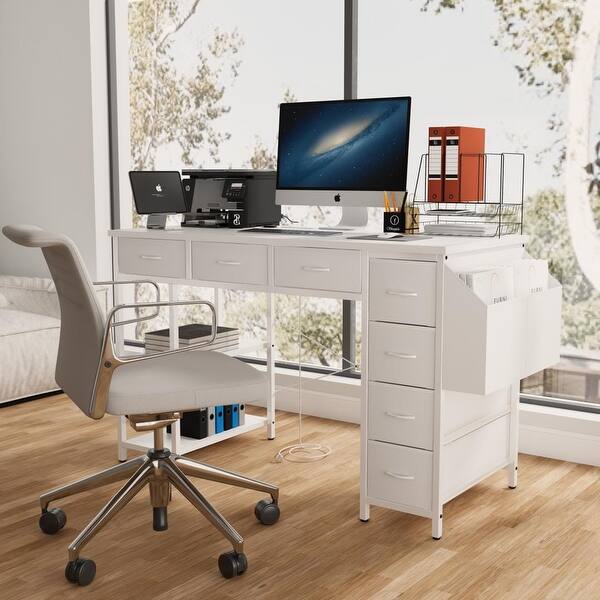 slide 2 of 9, Computer Desk With Power Outlet Office desk