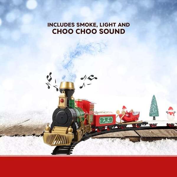 Train Set Christmas For Under The Tree With Lights, Music Wooden