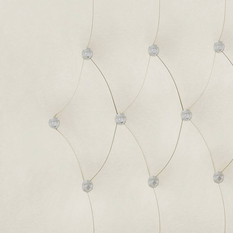 Queen Size Velvet Tufted Upholstered Bed Frame with Crystal Button Headboard