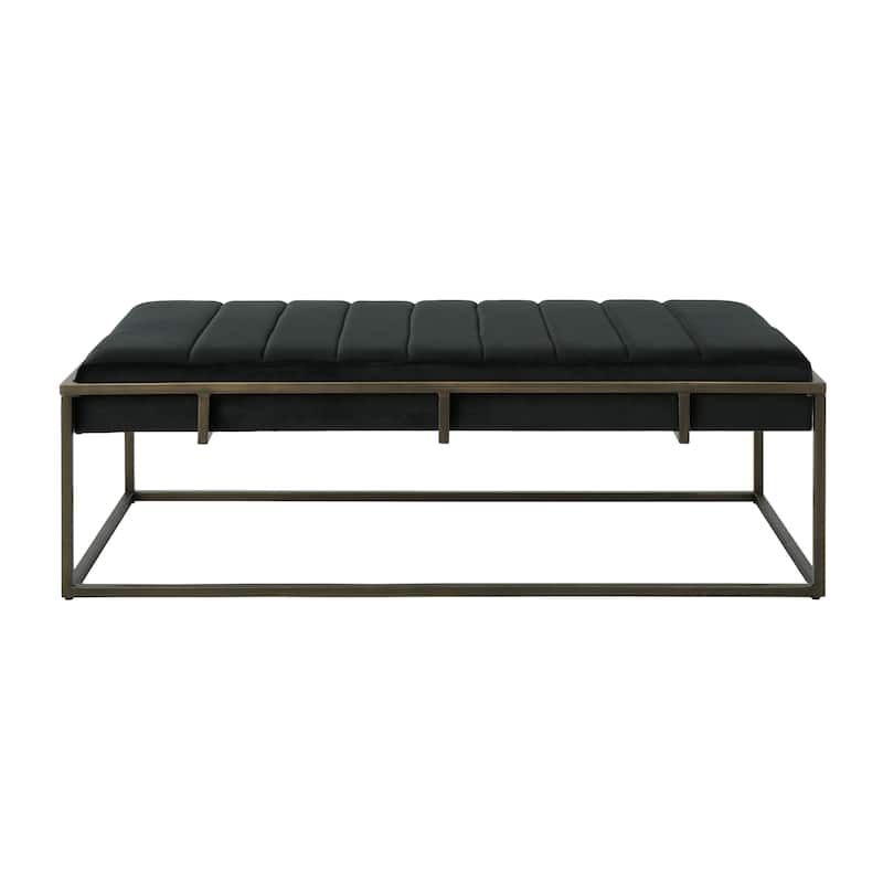 Roomfitters Upholstered Ottoman Bench with Metal Frame and Suede Cushion Seat