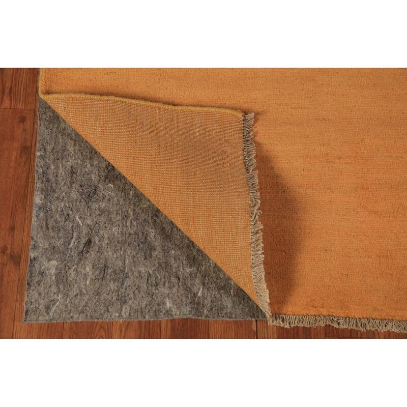 Orange Modern Gabbeh Runner Rug Handmade Solid Wool Carpet - 2'8" x 9'7"