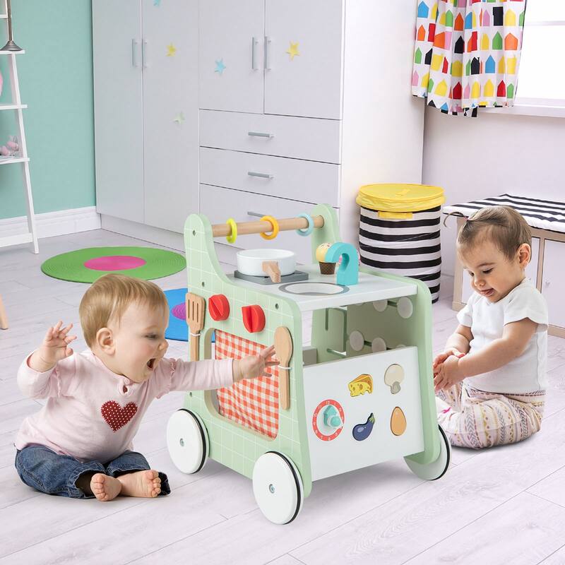 Costway 6-in-1 Baby Push Walker Wooden Strollers Learning Activity - See Details
