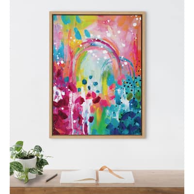 Kate and Laurel Sylvie Rainbows Framed Canvas by Rachel Christopoulos
