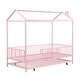 preview thumbnail 26 of 32, Contemporary Mordern Design Twin Size House Platform Bed,Solid Metal Bed with Trundle,Semi-Enclosed Fence