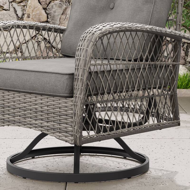 Corvus Livorno Outdoor 3-piece Steel Wicker Swivel Chat Set