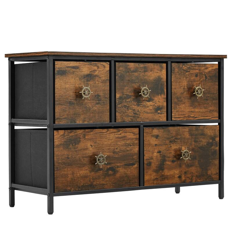 5 Drawers Furniture Storage Chest For Clothing Organization,Brown - 31.5''L