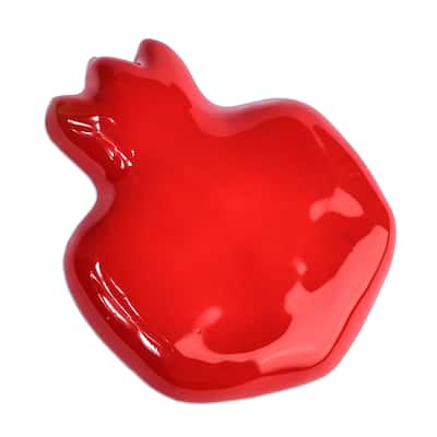 Novica Handmade Red Pomegranate Ceramic Magnet