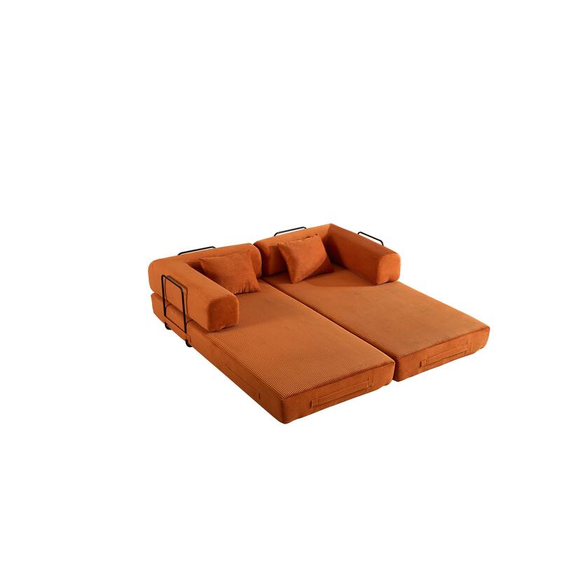 Convertible Sleeper Sofa Bed with Pillow, Modern Corduroy Folding Mattress Couch, Floor Sofa Lounge for Compact Spaces