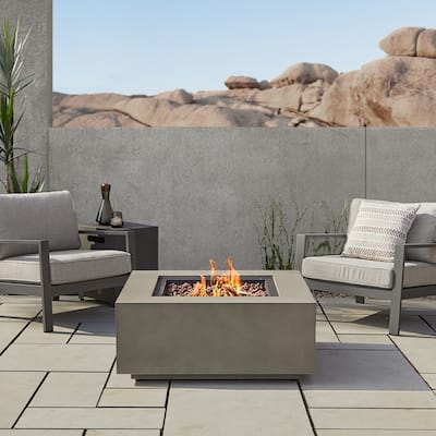 Aegean 36" Square Gas Fire Table in Mist Gray by Real Flame