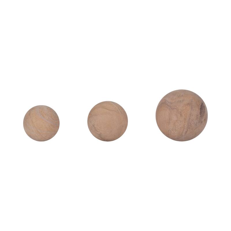 Sagebrook Home 3/5" Maverick Sandstone Spheres, Natural, Set of 3 - 5" x 5" x 5"