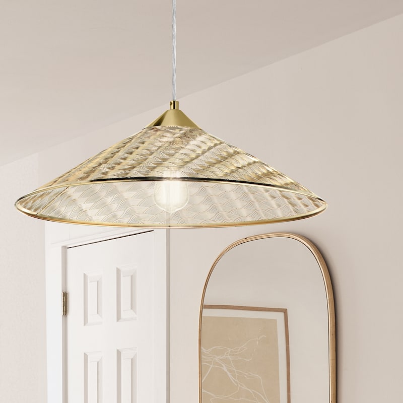 Isabelle River of Goods Polished Gold Metal Hanging Pendant Light - 20" x 20" x 8.25/56.25"