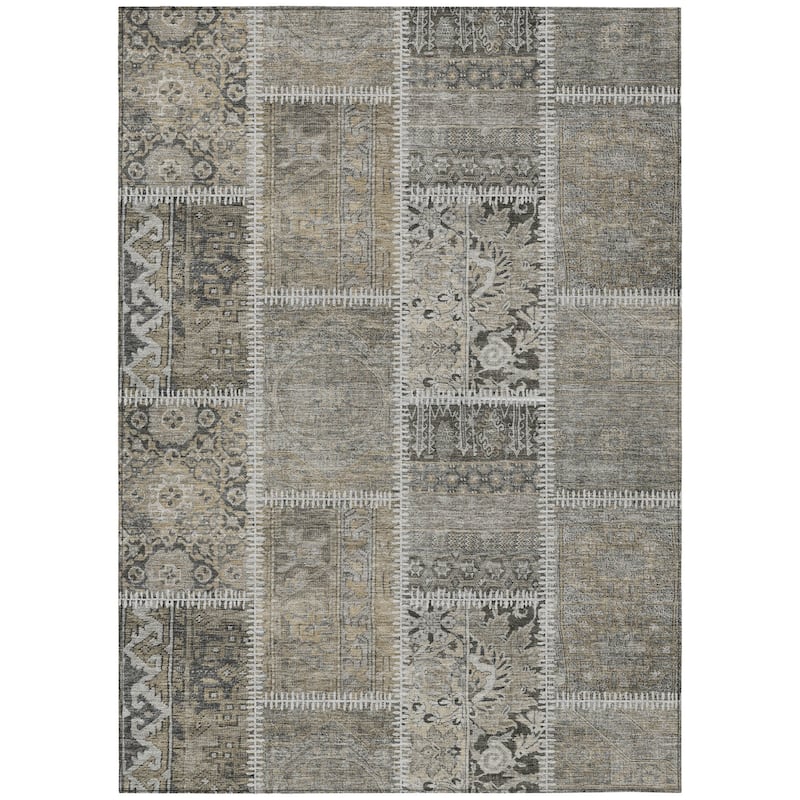 HomeRoots Patchwork Transitional Rectangle Outdoor Rug