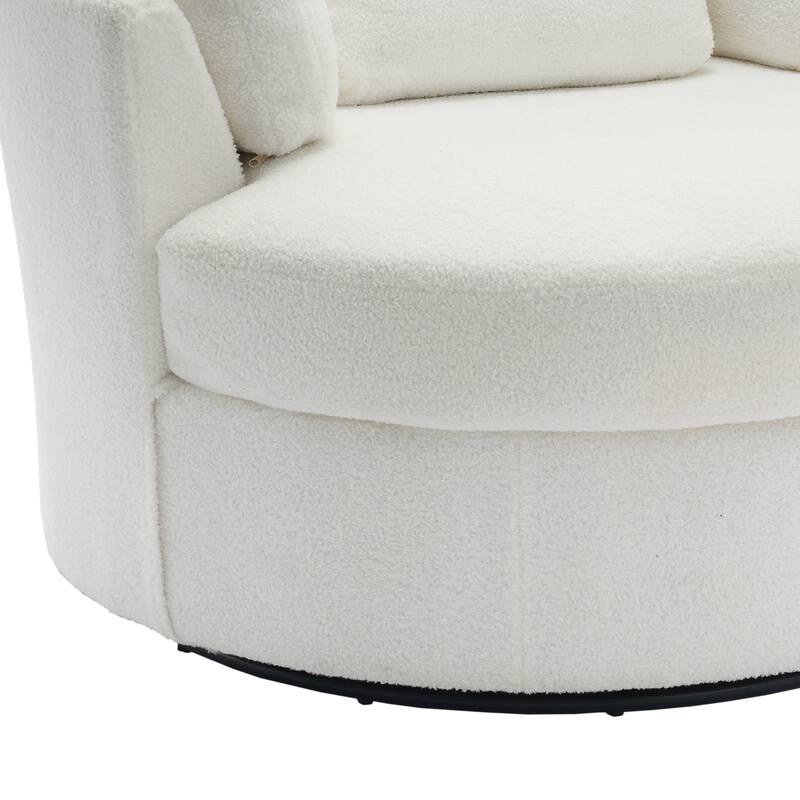 Set of 2 Upholstered Swivel Accent Barrel Chairs with Toss Pillows