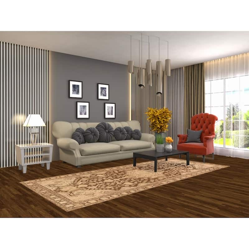 Hand Knotted Oriental 100% Wool Carpet Traditional Tribal Brown Hamedan Runner Rug - 9' 8'' X 4' 0''