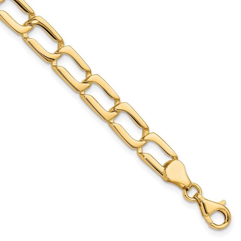 Curata 14kt Yellow Gold Solid Open back Fancy Lobster Closure Polished Link Bracelet 8.5 Inch