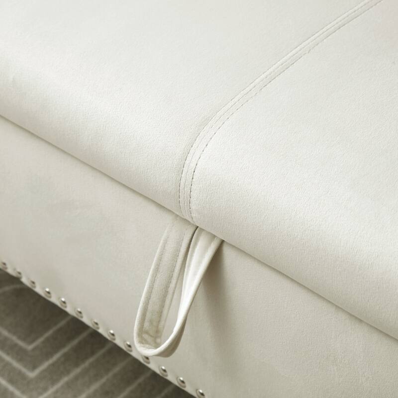 63" Velvet Multifunctional Storage Rectangular Sofa Stool