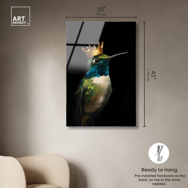 Crowned Azure Bird II Acrylic by Art Remedy, Ready to Hang