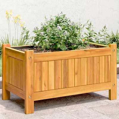 vidaXL Garden Planter with Liner Outdoor Flower Pot Box Solid Wood Acacia