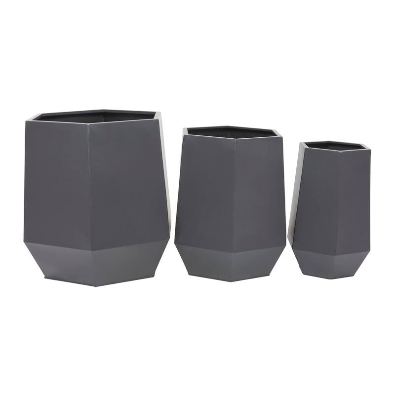 Metal Modern Planters (Set of 3) - S/3 20", 16", 10"W