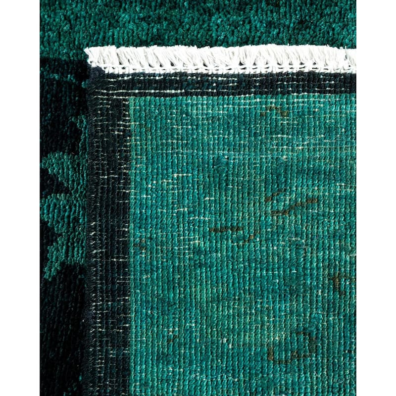 Overton Hand Knotted Wool Vintage Inspired Modern Contemporary Overdyed Black Runner Rug - 2' 8" x 19' 7"