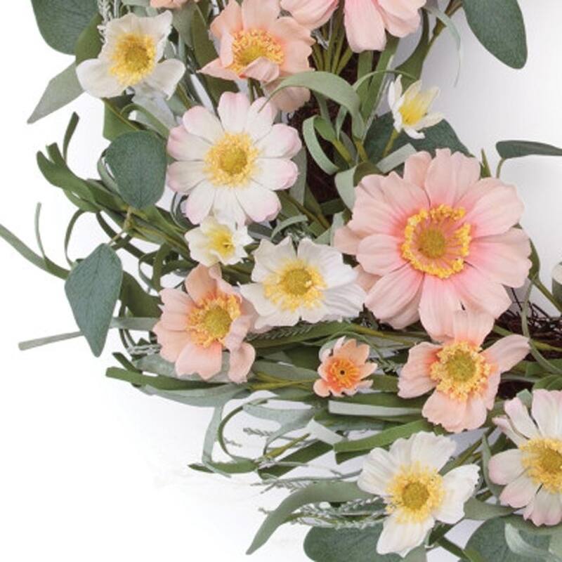 HomeRoots 21" Pink And Green Maple Artificial Wreath