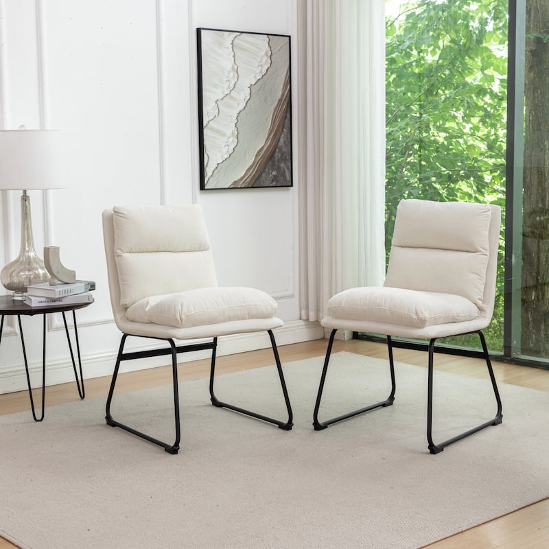 Roundhill Furniture Milos Upholstered Dining Chairs, Set of 2 - N/A - Off White