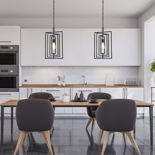 Modern Farmhouse Kitchen Black Mini Pendant Hanging Ceiling Fixture - W12"xH20.4"