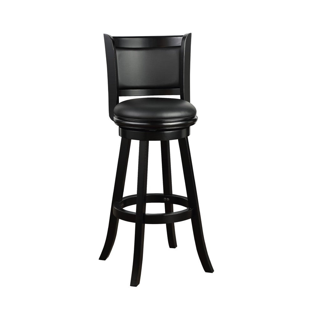34 Inch Extra Tall Swivel Bar Stool, Wood, Faux Leather 20 L x