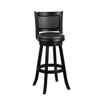 34 Inch Extra Tall Swivel Bar Stool, Wood, Faux Leather - 20 L x 18 W x 47 H