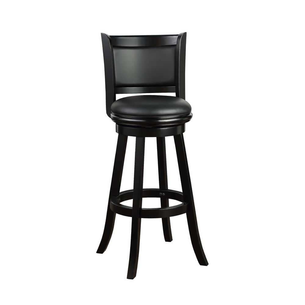 34 Inch Extra Tall Swivel Bar Stool, Wood, Faux Leather - 20 L x 18 W x 47 H