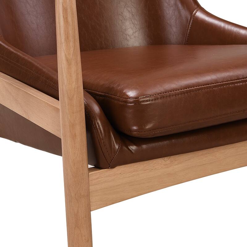 Modern Armchair for Living Room with Solid Wood Frame, Reading Leisure Chair with High Back, Small Space Accent Chair