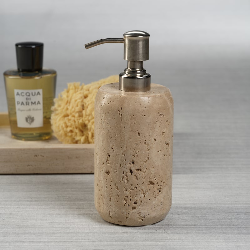 Scotia Travertine Marble Soap & Lotion Dispenser - Beige